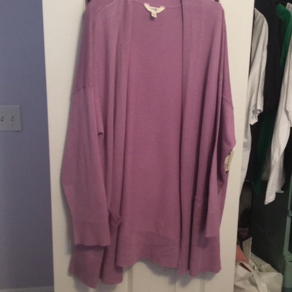 Terra & Sky Sweaters - Lavender Oversized Cardigan w/ Pockets